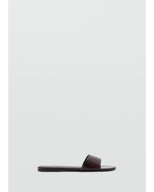 Mango Flat Leather Sandal - Grey