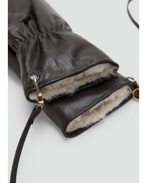 Mango Lederhandschuhe Aus Fell - Grau