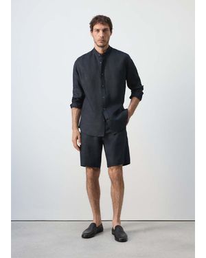 Mango Regular-Fit 100% Linen Shirt - Blue