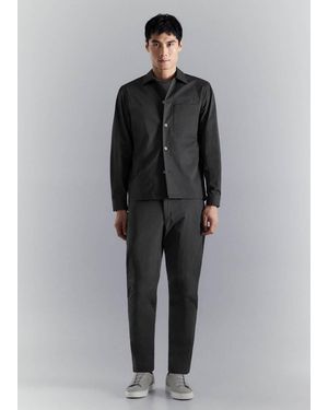 Mango Non-Iron Overshirt Pocket - Grey