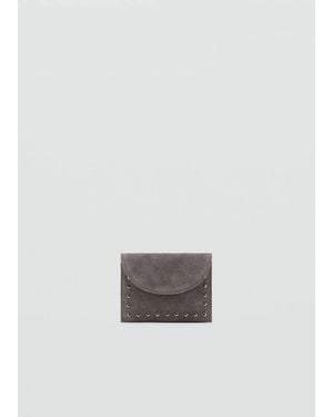 MANGO TEEN Suede Cardholder With Studs - White