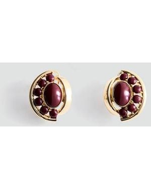 Mango Earrings With Bead Detail - Metallic