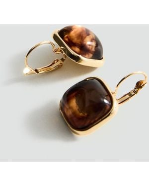 Mango Square Resin Earrings - Metallic