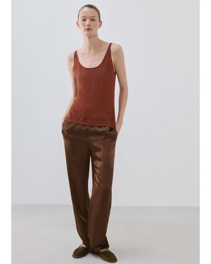 Mango Linen Knit Top Arancione - Marrone