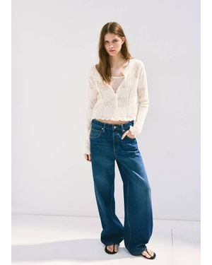 Mango Cardigan Maille Détails Ajourés Écru - Neutre