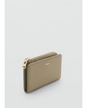Mango Safiano-Effect Wallet With Flap - Natural