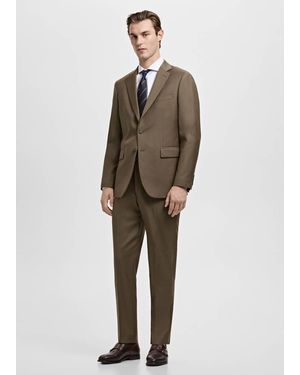 Mango Giacca Completo Turín 100% Lana Vergine Marrone - Multicolore