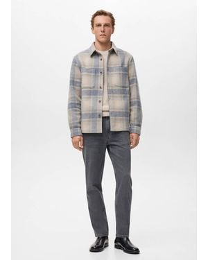 Mango Check Flannel Jacket - Gray