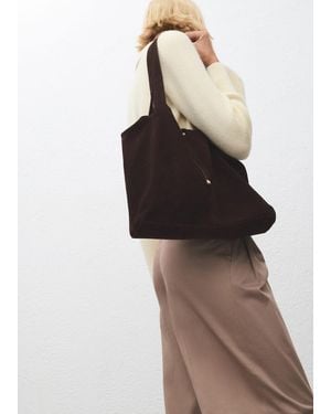 Mango Suede Shopper Bag - Brown