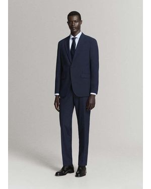 Mango Slim-Fit Cotton Poplin Suit Shirt - Blue