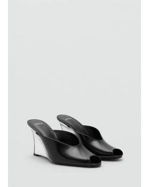 Mango Leather Wedge Shoe, Combined - White