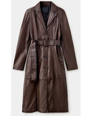 Mango Trench Pelle Cintura Marrone