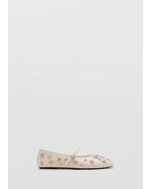 Mango Ballerina With Gem Detail - White