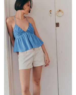 MANGO TEEN Top With Embroidered Details - Blue