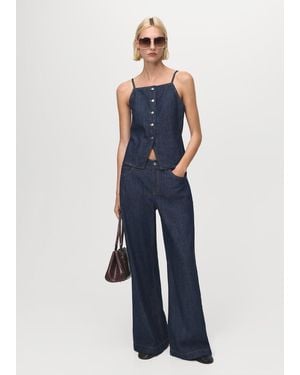 Mango Wide Leg Mid-Rise Jeans - Blue
