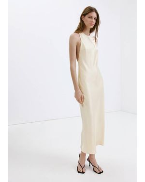 Mango Back Detail Satin Dress - White
