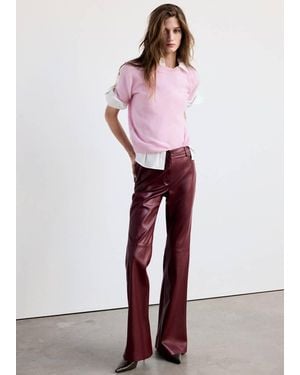 Mango Faux-Leather Flared Trousers