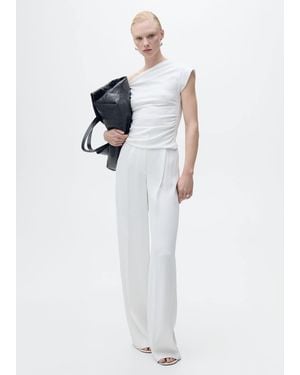 Mango Asymmetrical Draped Top - White