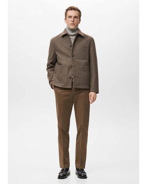 Mango Pocketed Jacket - Brown