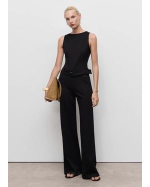 Mango Long Jumpsuit With Belt And Buckle - Black