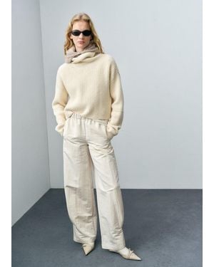 Mango Wool Blend Turtleneck Jumper - White