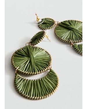 Mango Long Earrings With Circular Design - Green