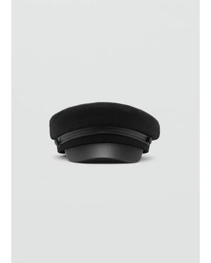 Mango Wool-Blend Baker Boy Cap - Black