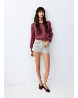 MANGO TEEN Straight Shorts With Frayed Hem - Red
