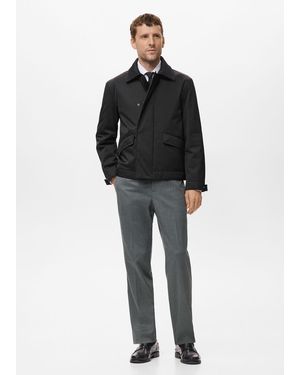 Mango Water-Repellent Jacket With Pockets - Black