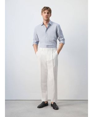 Mango Lyocell-Linen Blend Slim Fit Suit Trousers - White