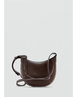 Mango Studded Crossbody Bag - Brown