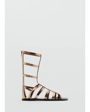 MANGO TEEN Metallic Leather Roman Sandals