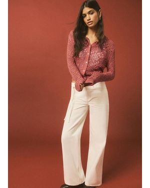 MANGO TEEN Openwork Knit Cardigan - Red