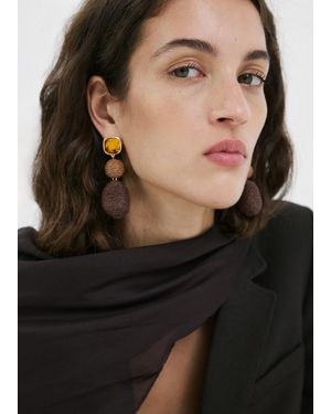 Mango Natural Fibre Hanging Earrings - Black
