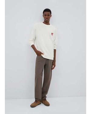 MANGO TEEN Embroidered Detail Cotton Sweatshirt - White