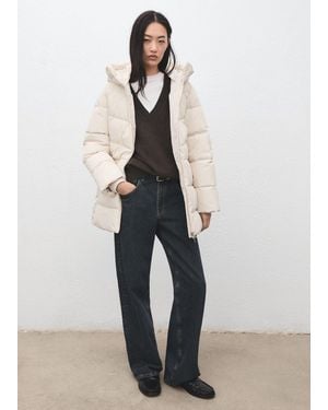Mango Gepolsterter Anorak Mit Kapuze - Weiß