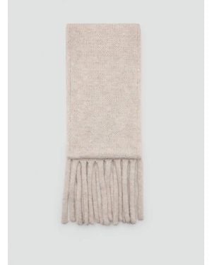 Mango Fringes Knit Scarf - White