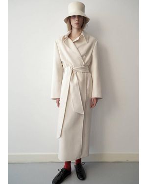 Mango Cappotto Lana Cintura Bianco Sporco - Neutro