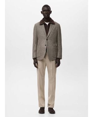 Mango Slim Fit Wool Blend Blazer - Brown