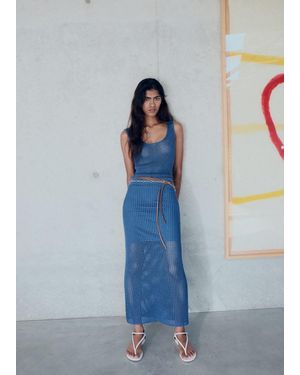 Mango Crochet Long Skirt - Blue