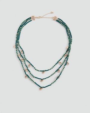 MANGO TEEN Multichain Necklace With Floral Bead Details - Green