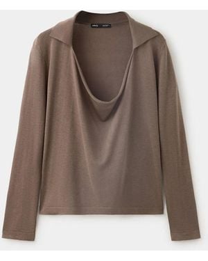 Mango Lyocell Jersey With Draped Neckline - Brown