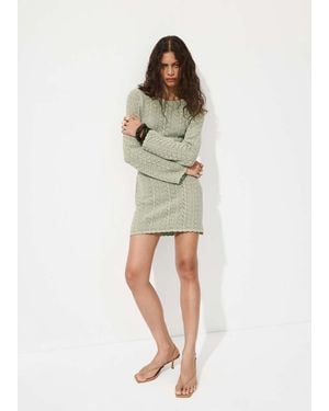 Mango Crochet Dress With Back Neckline - Natural