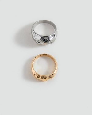 MANGO TEEN Set Of 2 Irregular Combined Rings - White