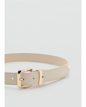 Mango Embossed Buckle Belt - Natural