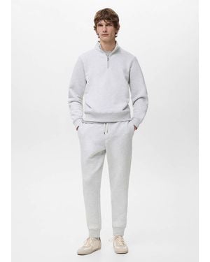 Mango Zip-Neck Sweatshirt With A Soft-Touch Interior - Grey