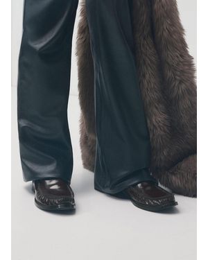 Mango Gathered Leather Moccasin - Blue