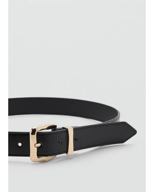 Mango Embossed Buckle Belt - Black