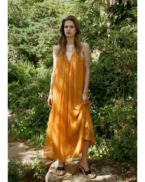 Mango Chiffon V-Neck Dress - Green