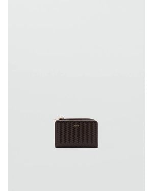 Mango Small Braided Wallet Chocolate - Grey